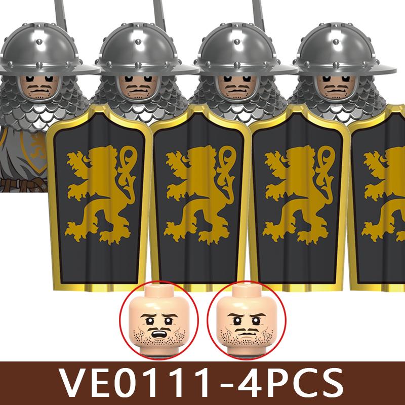 Castello Medievale Cavalieri Soldato Figure Blocchi da Costruzione Fanteria Legione Impero Guerriero Arco Spada Casco Milizia Mattoncini Giocattolo Regali