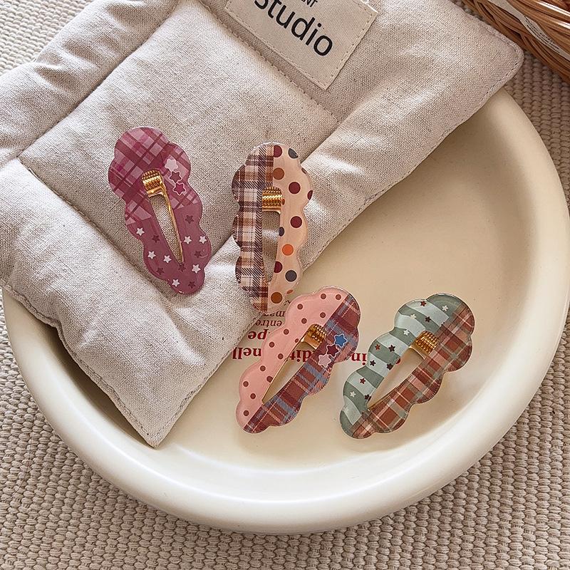 Sweet Polka Dot Plaid Cloud Hairpin Girl Heart Duck Bill Clip Broken Hair Side Clip Cute Hairpin Small Clip