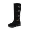 Fashion Women Boots Strap Buckle Knee High Boots Thick Heel Platform Boats Long Autumn Winter Was Thin Jane High Simple Bota Mujer
