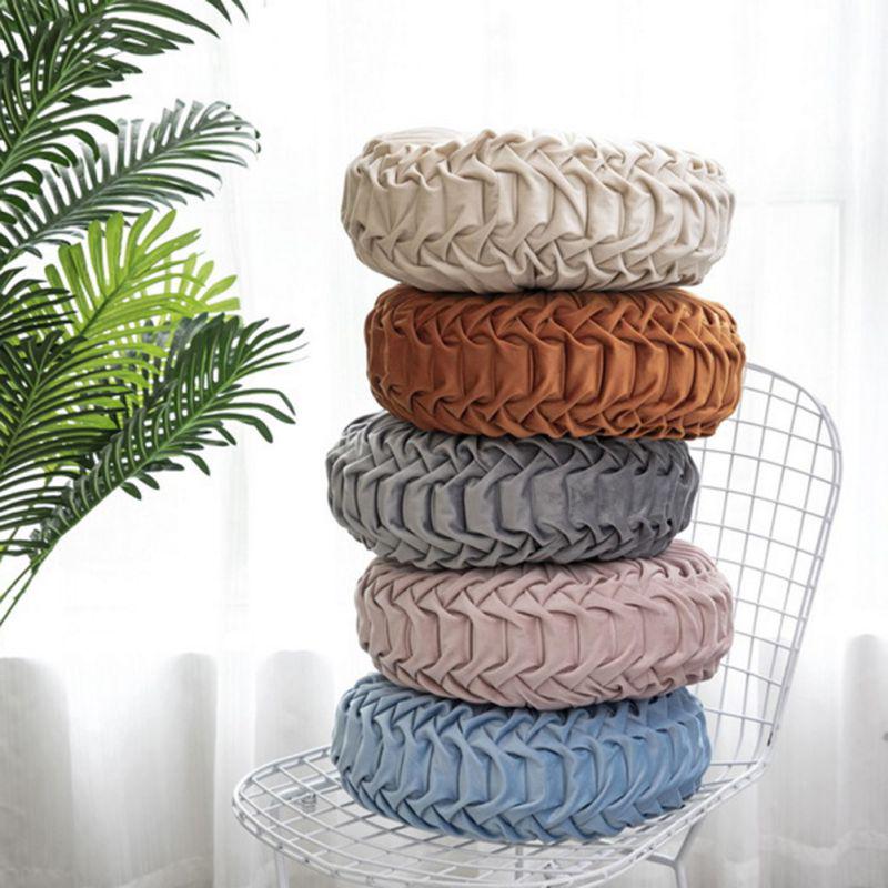 Rundes Bodenkissen aus Polyesterfaser, Kissen, Pouf, Überwurf, Heim-Sofa-Dekoration, luxuriöses europäisches rundes einfarbiges plissiertes Bodenkissen