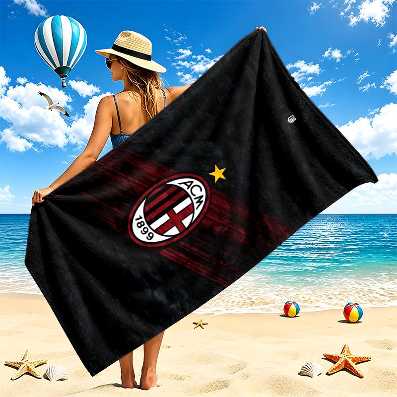 AC Milan Beach Towel Quick Dry Soft MicrofiberSand Resistant Oversized Cabana Bath Sheet for Swimming Pool Travel Gift