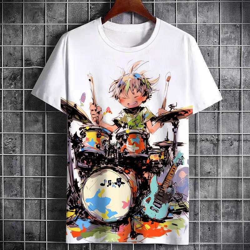 Camiseta masculina de poliéster esqueleto, manga curta, roupa de gola redonda, estampada 3D de corpo inteiro, estilo punk legal, personalidade