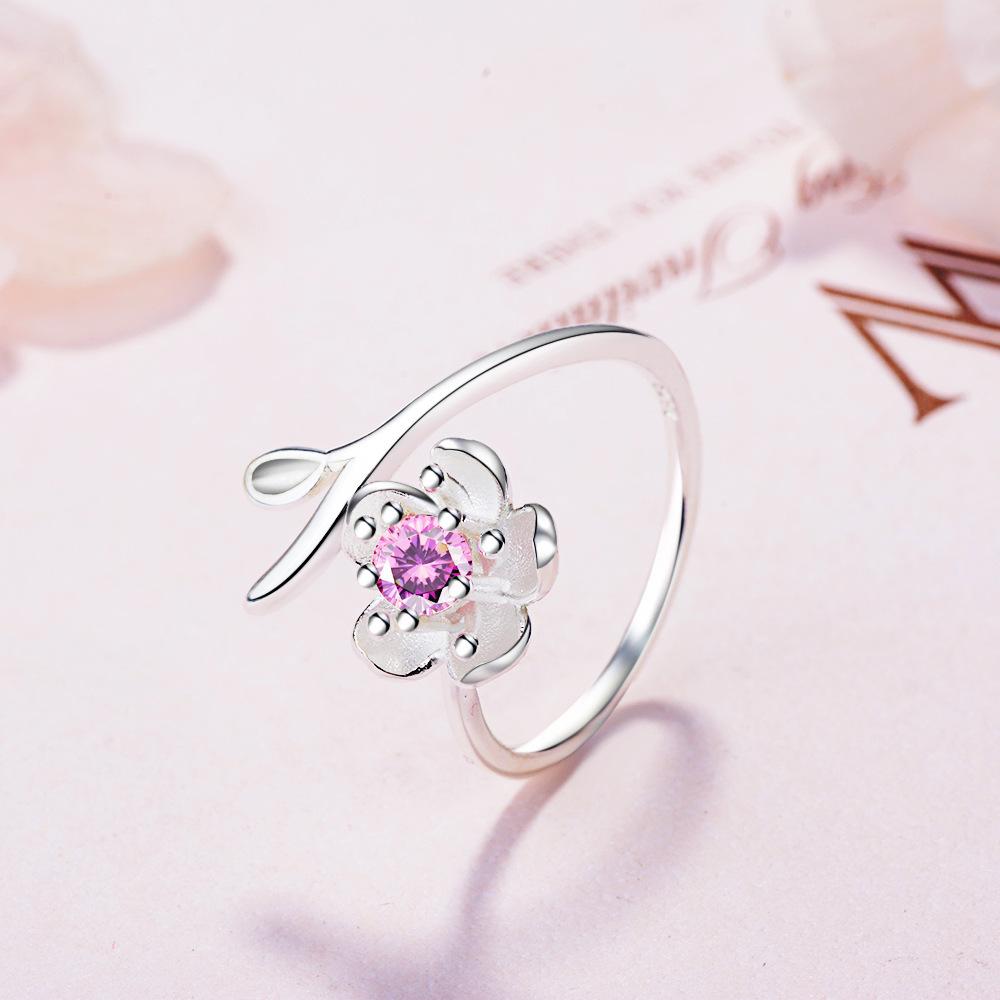 

925 Sterling Silver Ring Flowers Zircon High Quality For Women Wedding Fine Jewelry Accessories Party Gifts resizable