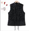 Retro Chinese Style Sequin Velvet Waistcoat with Frog Button