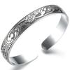 Retro Ethnic Lotus Pattern Blackened Open Bangle Classic Miao Fashion Women Bracelet Literary Accessory