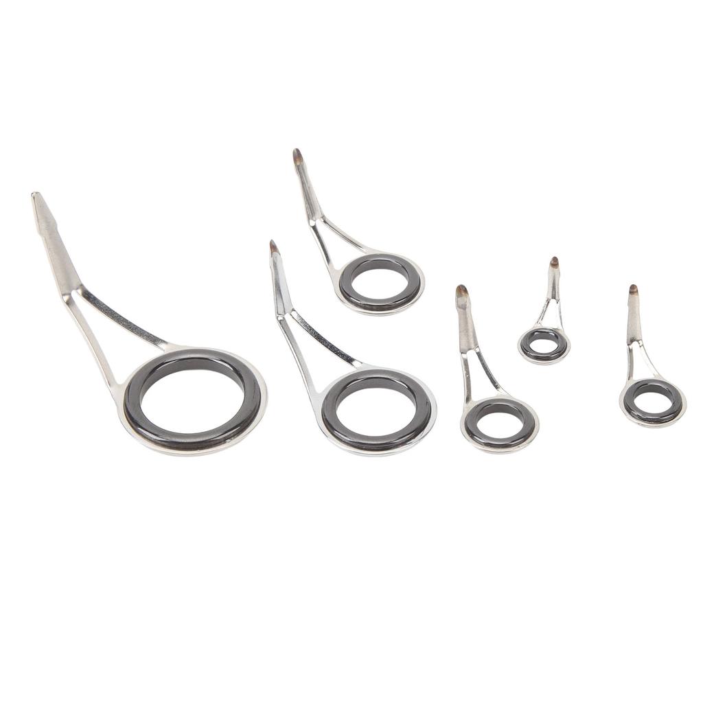 6PCS Rod Guide Rings Tip Repair Kit Stainless Steel Ceramic Various Size Fishing Accessory for DIY Rod Fishing Pole