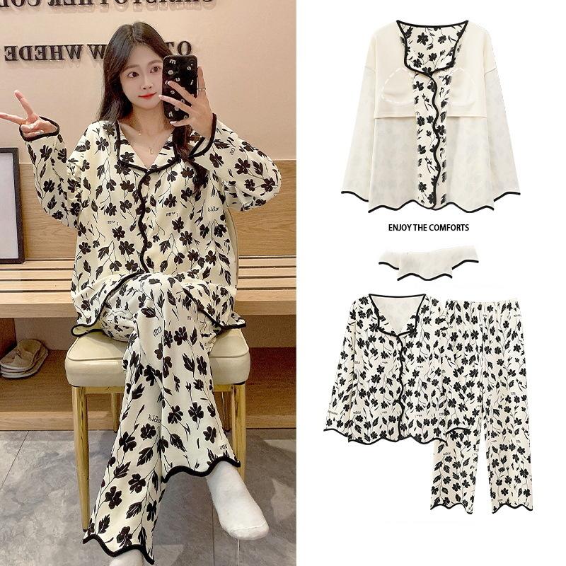 

Новые женские пижамы, домашний костюм, женские модели на весну и осень, домашняя одежда с длинными рукавами, осенне-зимний свободный костюм большого размера 2XL