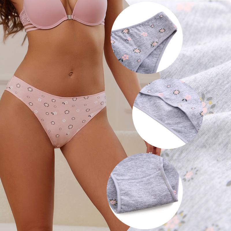 European size women's underwear panties small flower pattern cute sexy comfortable women's briefs