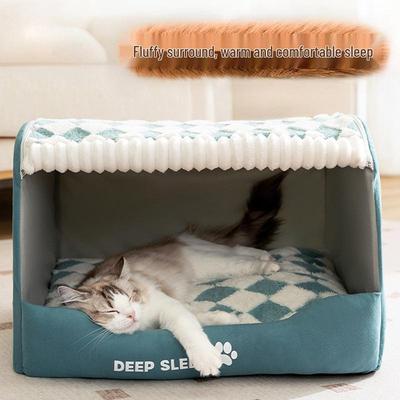 Unisex Houndstooth Pet Nest for Autumn/Winter - Fits Medium To Large Pets