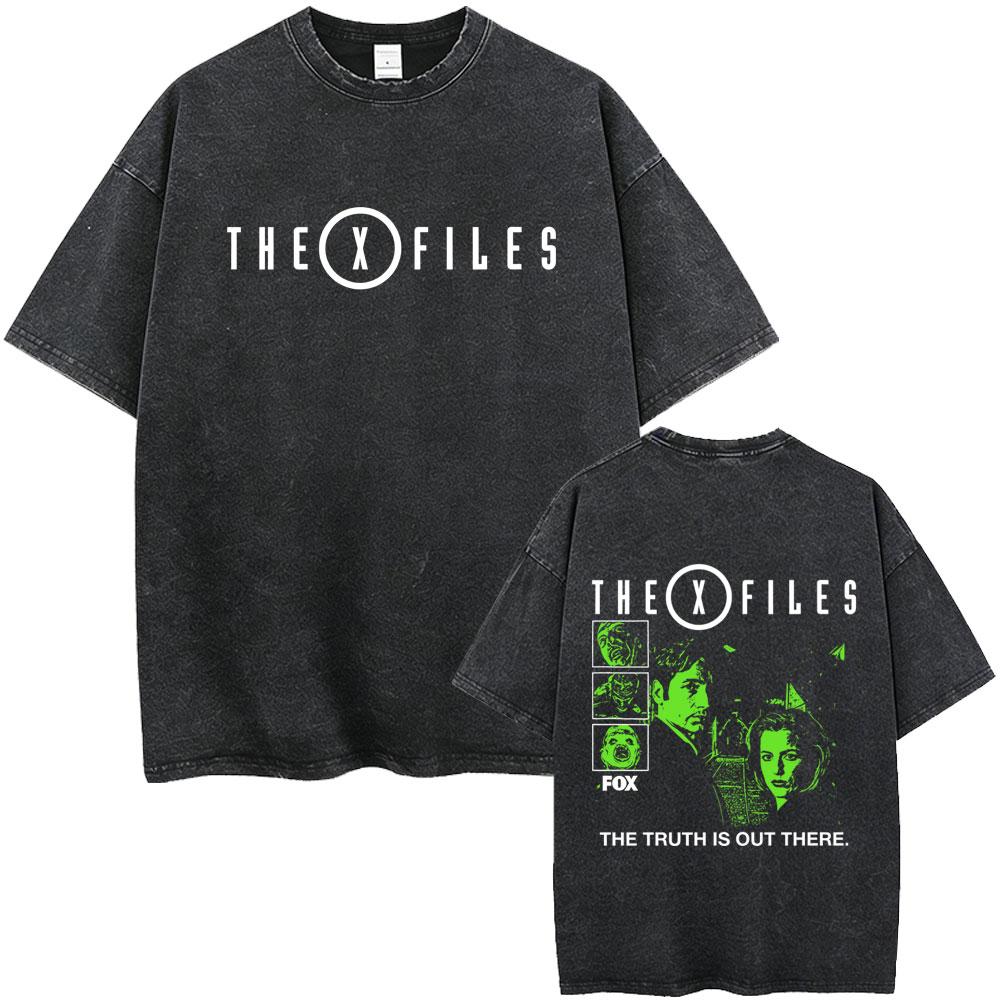 Washed Vintage Movie The X Files All The Taglines The Truth Is Out There Graphic Tshirt Mens Women Casual Cotton Retro T Shirt