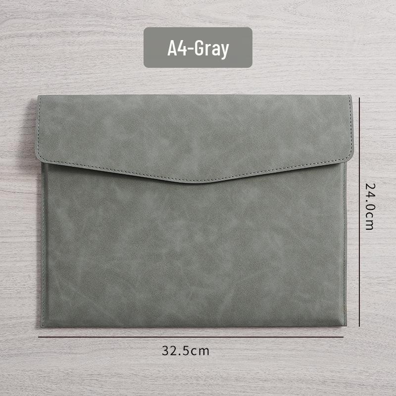 A4 Waterproof Leather Document Briefcase with Snap Closure and Large Capacity