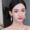 For Girls Crystal Pearl Zircon Drop Earrings Korean Stud Earrings Women Dangle Earrings Ear Jewelry