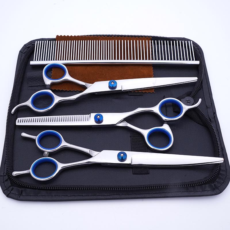 Professional Dog Grooming Scissors Set - Curved and Thinning Shears