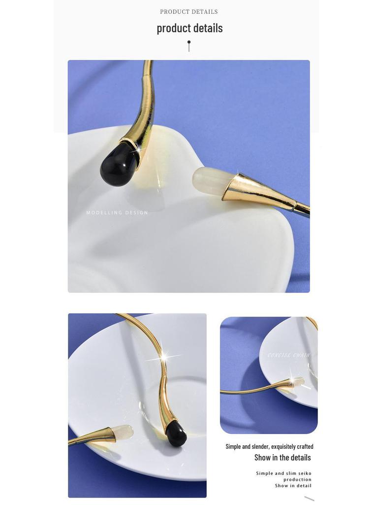 Natural Stone Teardrop Choker Necklace with 18k Gold Plating