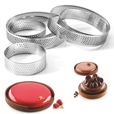 Perforierter runder Tarte-Ring Edelstahl Obstkuchen Tartelettform zum Backen DIY Dessert Kuchen Mousse Formen Küchenwerkzeuge