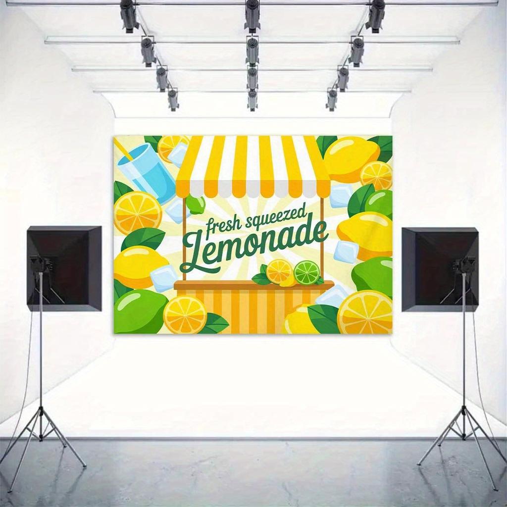 2D Plane 1 Piece of Cute Freshly Squeezed Lemonade-themed Background Fabric Party Decoration Banner Birthday