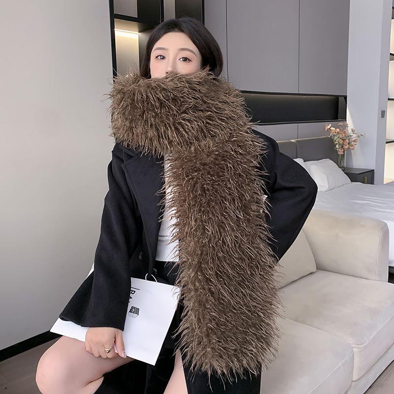 New Fashionable Effortless Retro-style Oversized Scarf - Women's Double-sided Thickened Plush Neck Warmer for Winter Women's Scarves