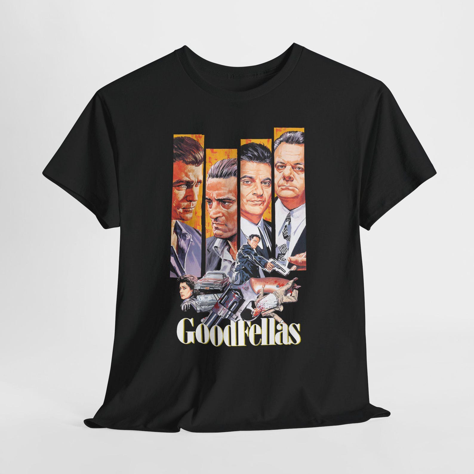 Goodfellas Movie Poster T-Shirt: De Niro, Pesci Retro Action Print S