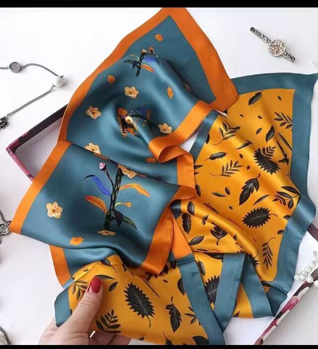 Fresh Polka Dot Print Silk Scarf Women'S Chiffon Satin Double Layer Neck Scarf Bag Handle Bow Tie Hair Band Fashion Accessory