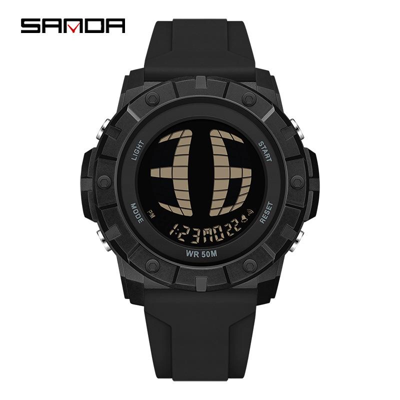 Sanda Multifunctional Waterproof Luminous Electronic Watch for Students – Unisex with Raise Hand Light Feature.