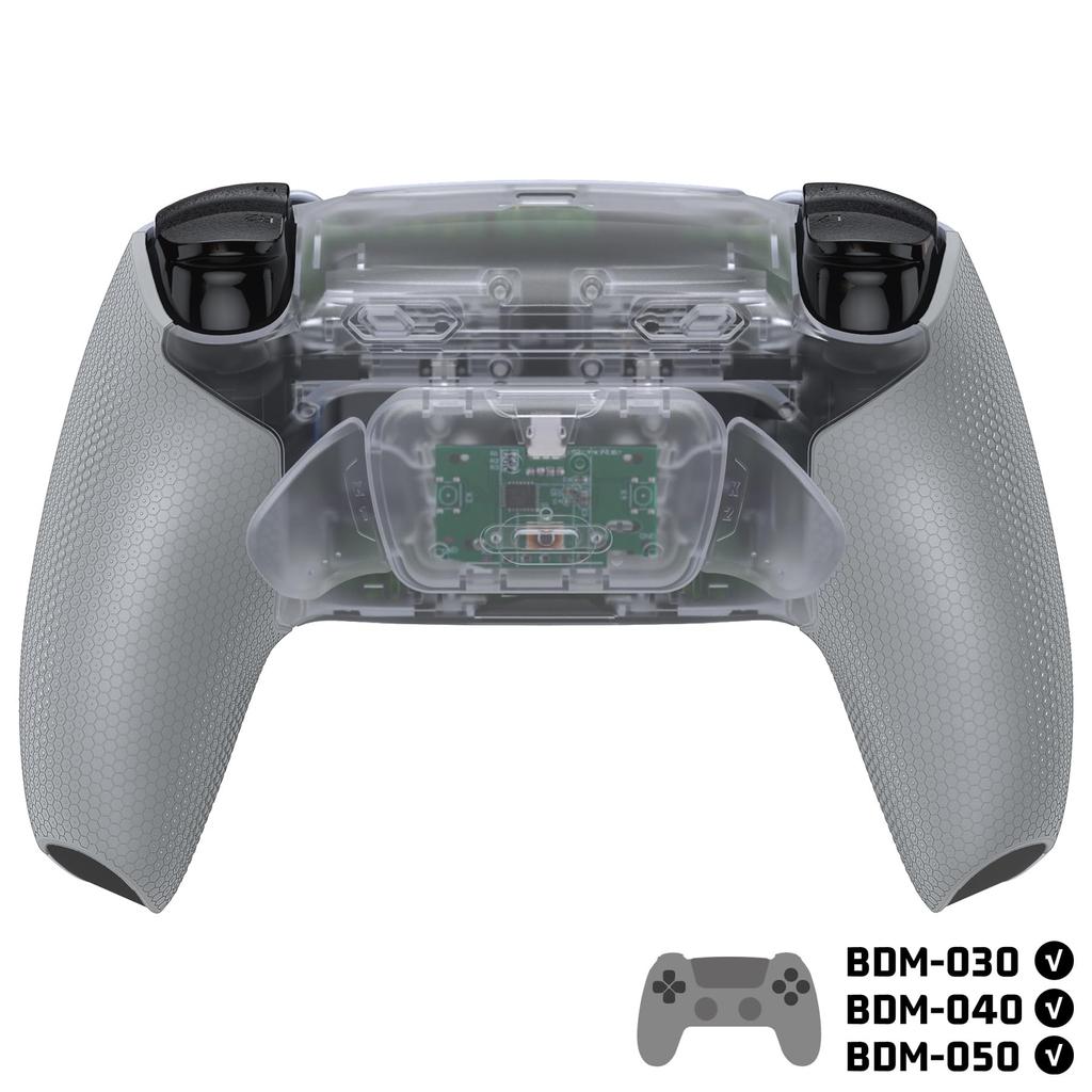 eXtremeRate RISE Plus MAX Back Paddle Kit for PS5 Controllers 040 with Bottom Clicky Trigger Stops Rubber Remappable Back Button Kit for PS5