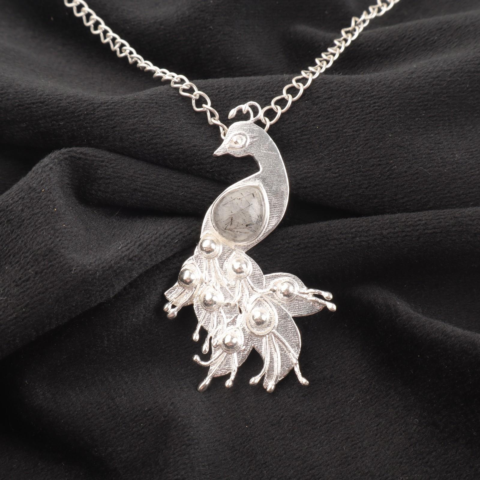 

Black Rutile Gemstone 925 Sterling Silver Jewelry Pendant 2 Anniversary Gift CP-21-27