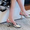 Fashion Baotou Sandals Summer New Round Head Shallow Mouth Bright Leather Set Foot Anti-slip Wear-resistant High Heels
