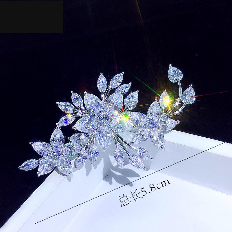 Korean Luxury Zirconia Diamond Corsage Brooch: High-end Suit Coat Pin & Shawl Buckle Accessory