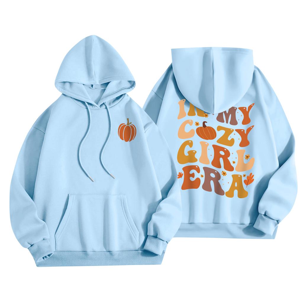 Dammode Lätt långärmad tröja för kvinnor med fickor Preppy grafisk hoodie