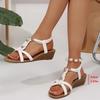 Fashion Summer Woven Wedges Rome Sandals Women 2025 Plus Size 36-42 Elastic Band Sandles Woman Lightweight Slip On Beach Sandalias Mujer
