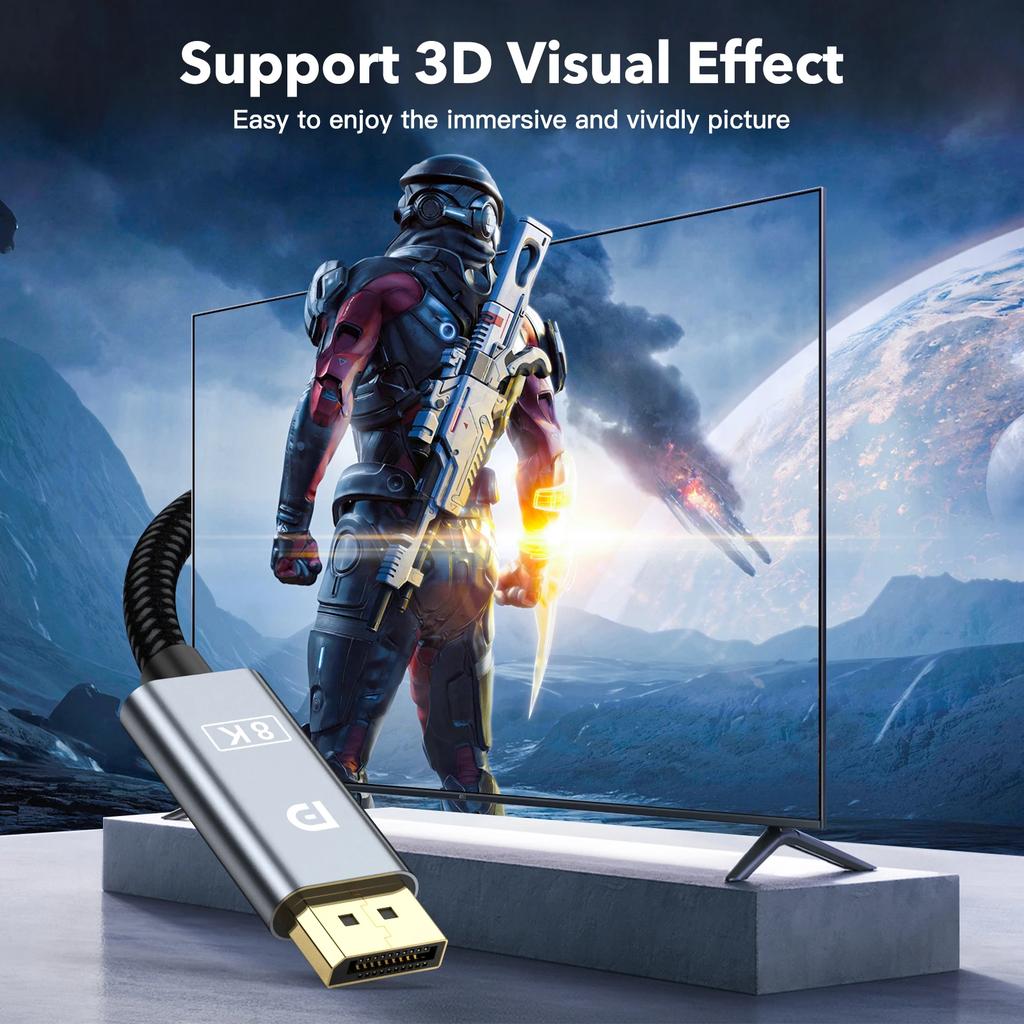 8K@60Hz DisplayPort-Kabel DP 1.4 Display Port Displayport-Kabel 2K@240Hz 4K@144Hz für PC Laptops TV Projektor Audio Video Kabel