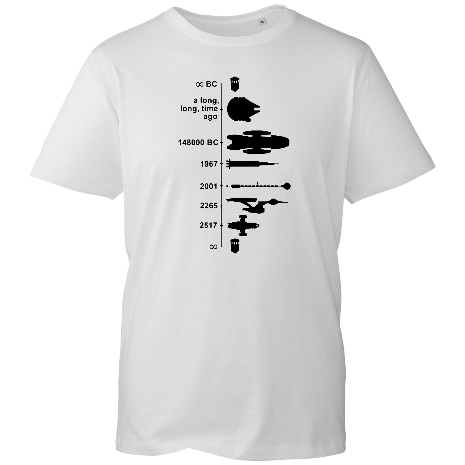 Sci-Fi Spaceship Timeline T-Shirt Evolution of Space Ships Graphic Nerd Tee UK XXXL