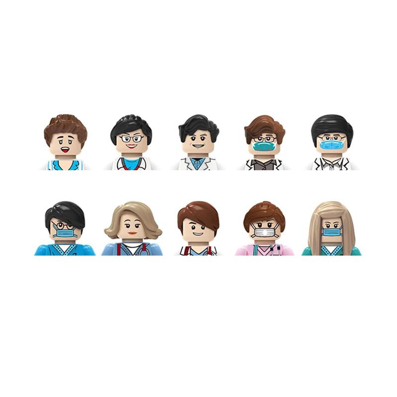 Non-Toxic City Characters Action Figures Building Blocks Policeman Teacher Fireman Occupation Mini Figurine Dolls Bricks Set Children Toys