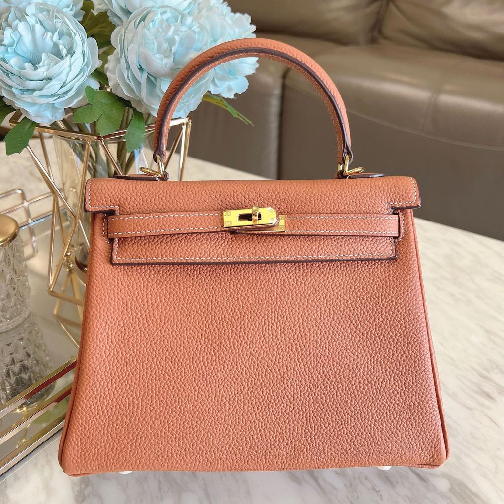 Neue Kelly-Tasche aus echtem Leder mit Litschi-Muster, Obermaterial aus Togo-Rindsleder, modische Schultertasche mit Innennaht, Crossbody-Tasche für Damen