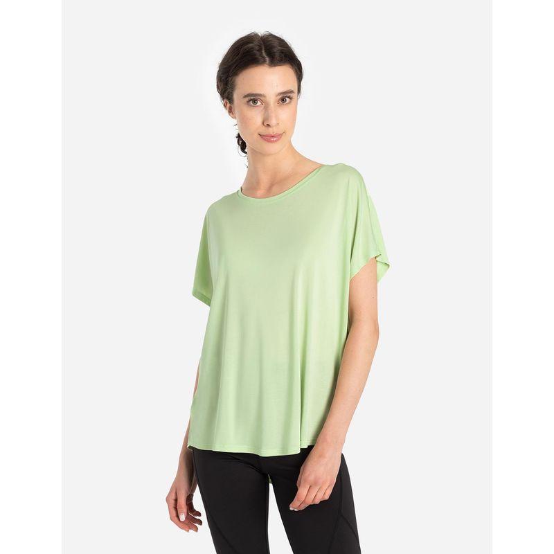 

75% Модал! Супер Маскирующая Свободная Версия! Однотонная футболка для йоги с коротким рукавом, женский спортивный фитнес-топ, внешняя торговля Green M