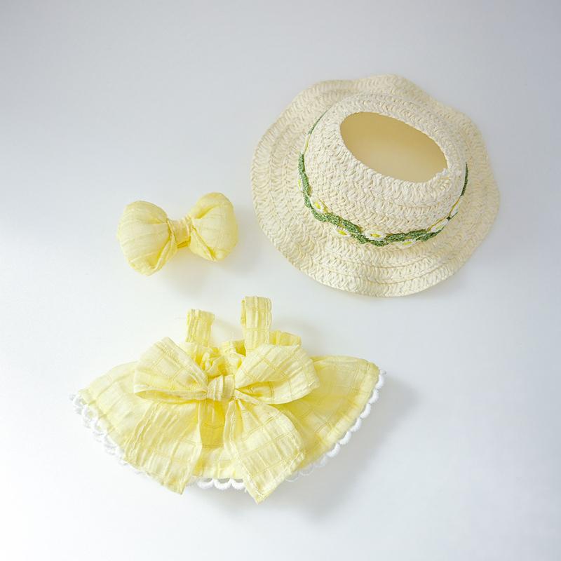 

For Sitting Party Labubu Clthes Sweet Candy Skirt With Fresh Colors Straw Hat Dress and hat жёлтый
