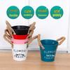 Nordic Style Colorful Tin Flower Pot with Hemp Rope: Wrought Iron Succulent Planter & Desktop Storage Ornament