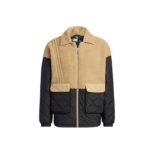 adidas patchwork zip-up stand collar outdoor casual jacket, unisex, black XL чёрный