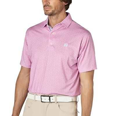 FootJoy Men's Citrus Print Short Sleeve Golf Shirt, Pink Lemonade, Size M, FJ-S25-S19 (34565-M)