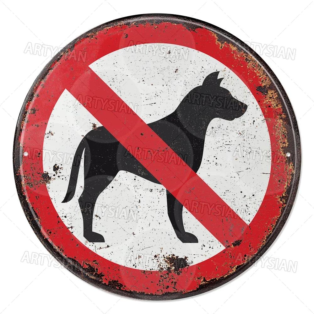 Vintage Retro Traffic Signs Collection HD Print Metal Tin Sign Featuring Unique Circular Warning Prohibition Plates (No C