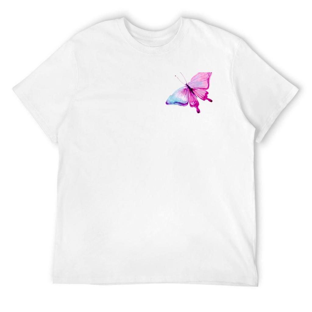 Rosa Schmetterling T-Shirt individuelles Shirt Jungen Weiß Sommerkleidung übergroßes T-Shirt Männer