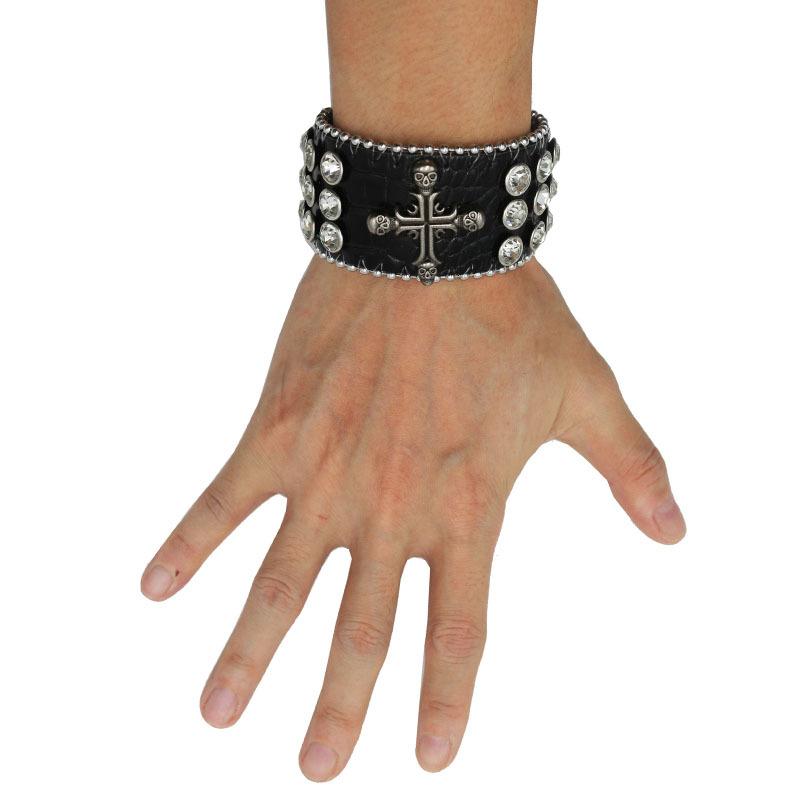 Hochwertiges Luxus-Strassarmband Schmuck Modisches Design Diamant PU-Leder Handschmuck