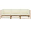 vidaXL 3-tlg. Garten-Lounge-Set mit Cremeweißen Kissen Bambus