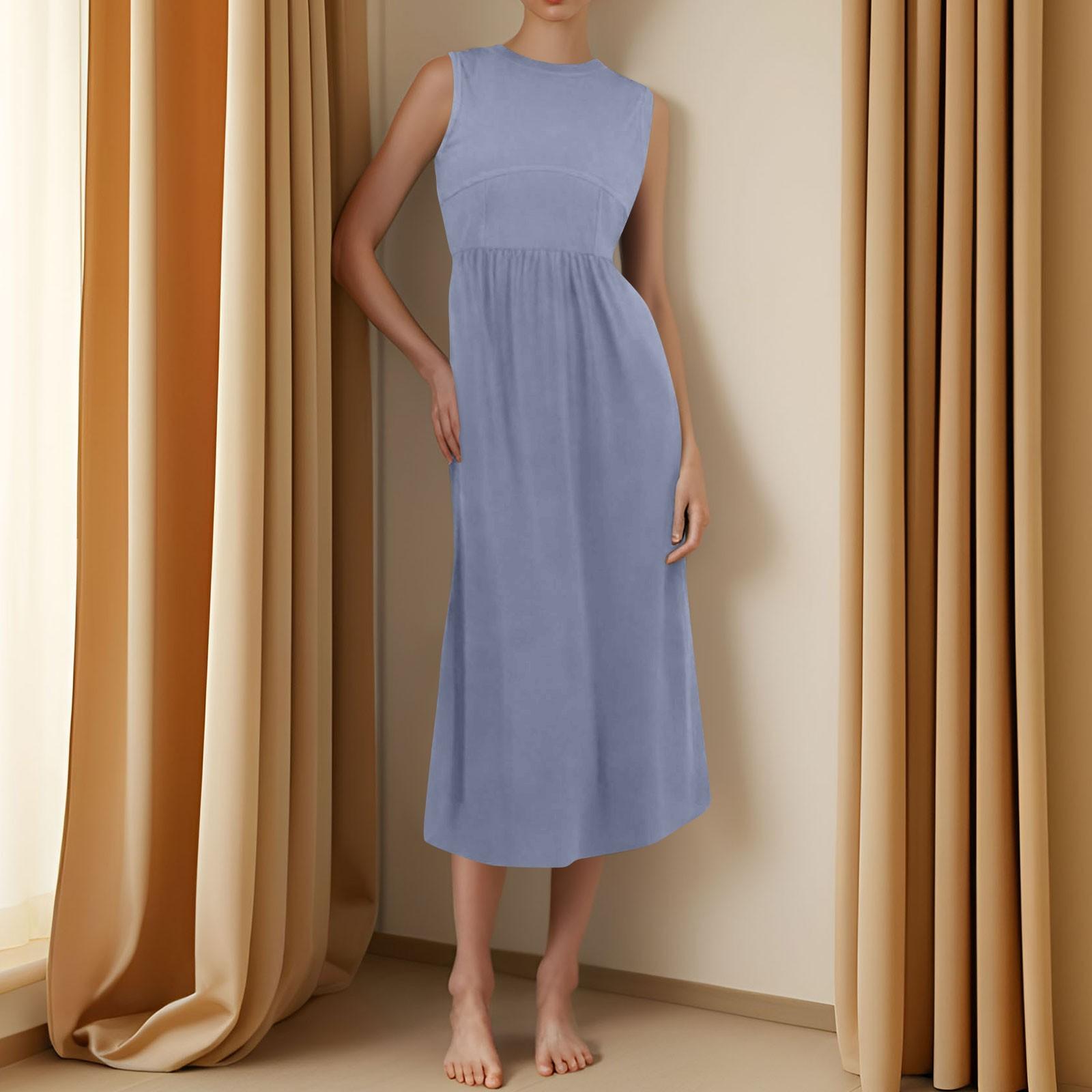 

Женское повседневное модное платье миди без рукавов с круглым вырезом и нерегулярным подолом XXL