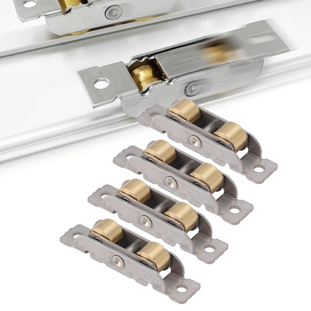 

4 шт. Нержавеющая сталь Оконные ролики Сверхпрочные С винтами Скользящая роликовая сборка Медные шариковые колеса 8mm