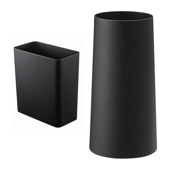 Yamazaki Jitsugyo trash can trash can tower square black 2916 + Yamazaki Jitsugyo handy wiper stand black approx. W7.5 x D7.5 x H15cm