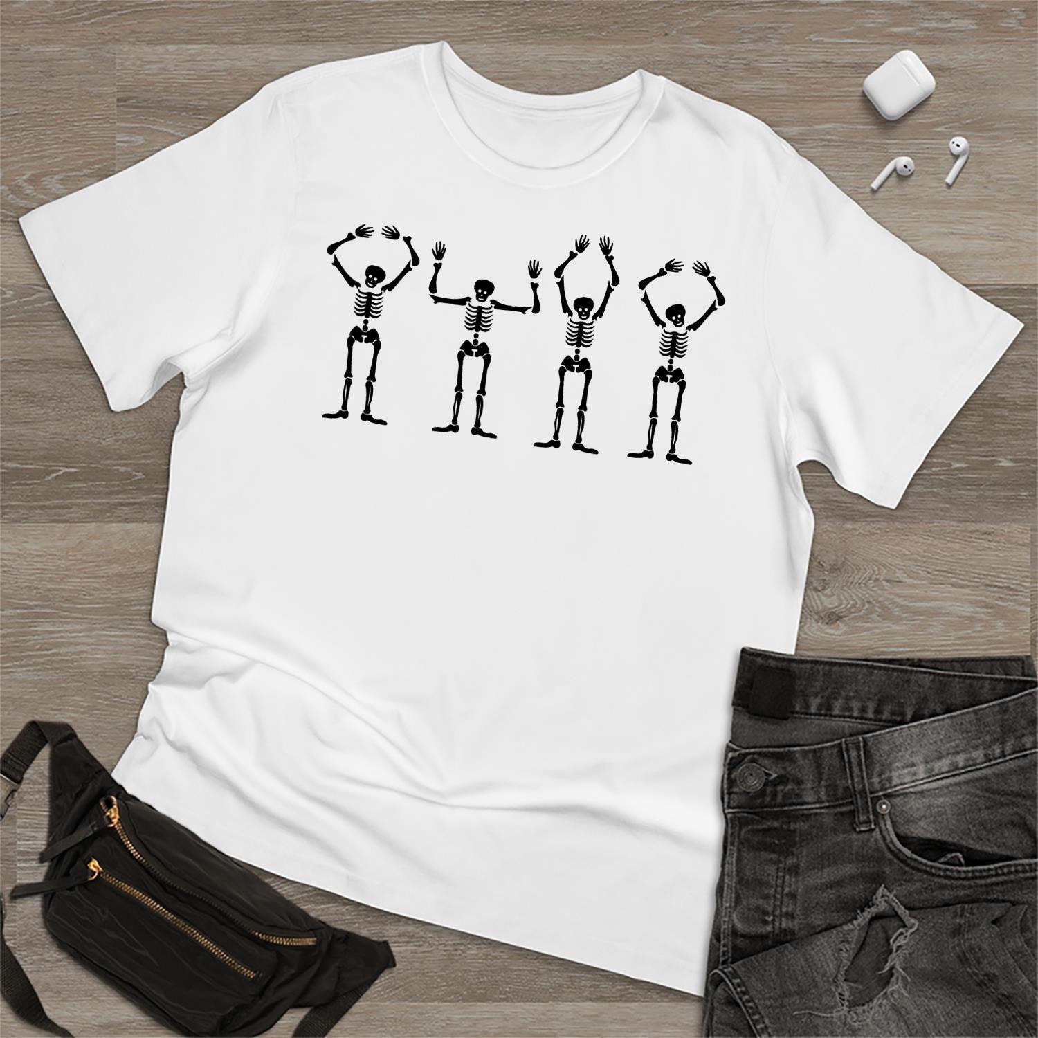 O-H-I-O Skeleton Halloween Funny Ohio State Vintage T Shirt Mens Womens Tees Top Men Women Fashion M