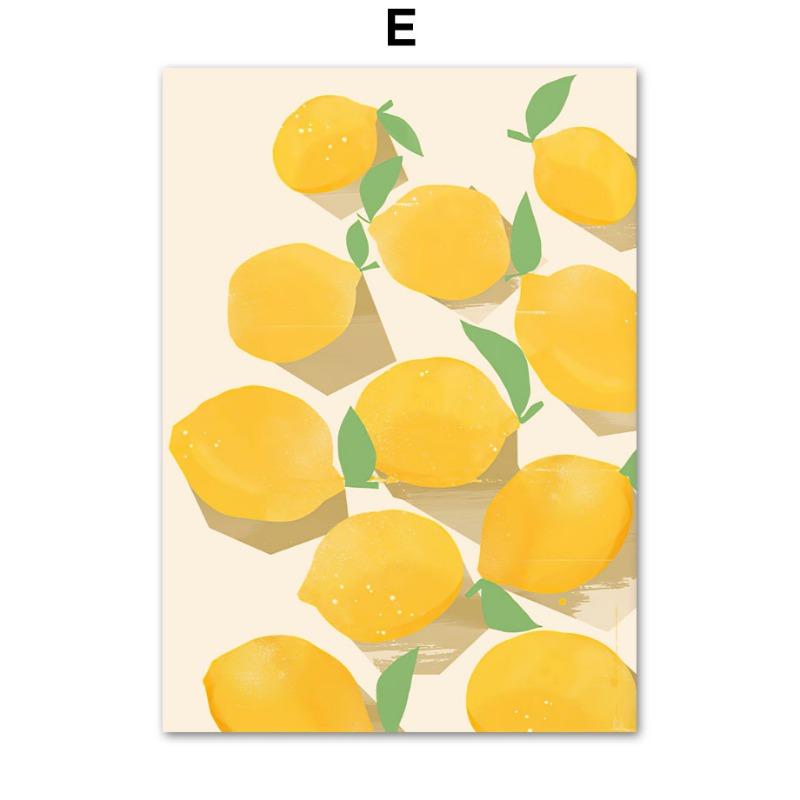 Lemon Strawberry Cherry Orange Wall Art Canvas Painting Interior Home Decor Poster Bedroom Fruit Market Living Room Shop Picture