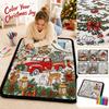 Christmas Coloring Blanket with Watercolor Pens - 100cm Soft Velvet Doodle, Fun Creative Activity
