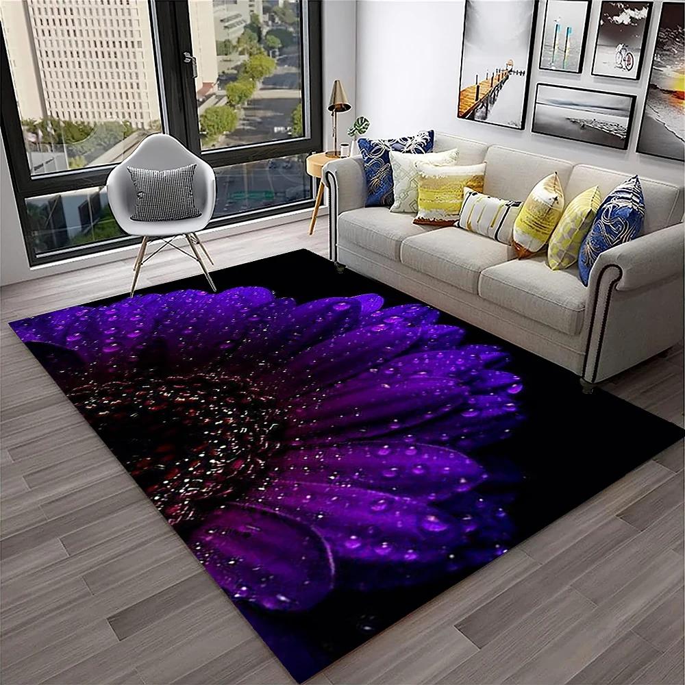 HD Nordic Daisy Sun Flowers 3D Carpet Rug for Home Living Room Bedroom Sofa Doormat Decor,kids Play Area Rug Non-slip Floor Mat